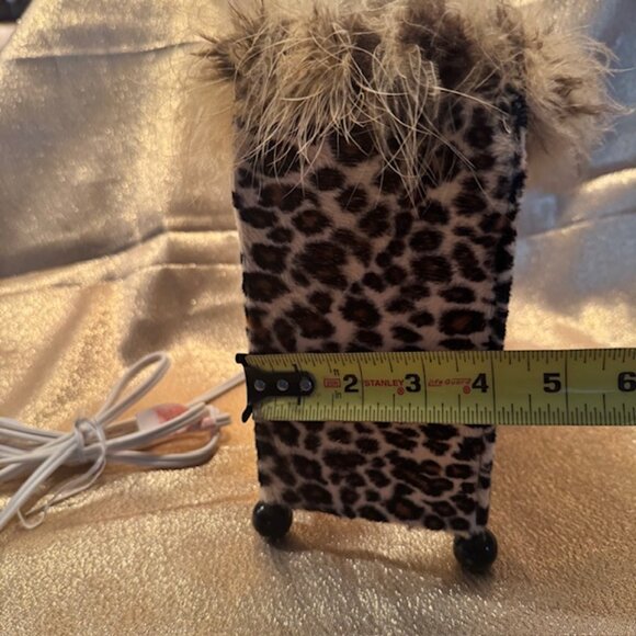 Leopard Fabric Purse Lamp / Night Light with Feathers - NEW - Picture 12 of 12